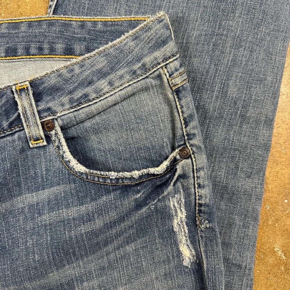 BKE Easy Street Bootcut Jeans Mens 34x33.5‎ Blue Faded Distressed Denim Buckle